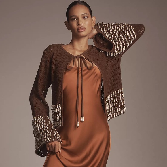 Anthropologie Sweaters - NWT Anthropologie Ollari Shell Embellished Beaded Cardigan Sweater